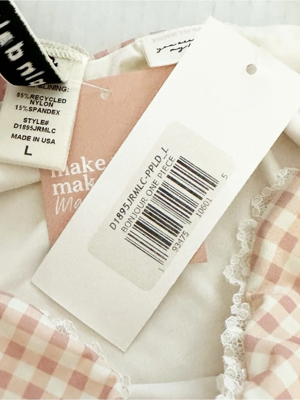 NWT Dippin’ Daisy’s Bonjour One Piece Swimsuit Petal Plaid Lingerie Sexy Gingham
